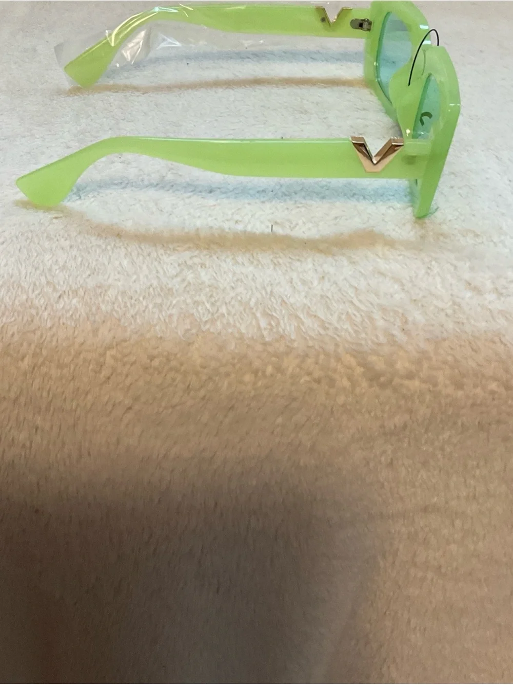 Neon Green Square Frame Sunglasses with Blue Lenses